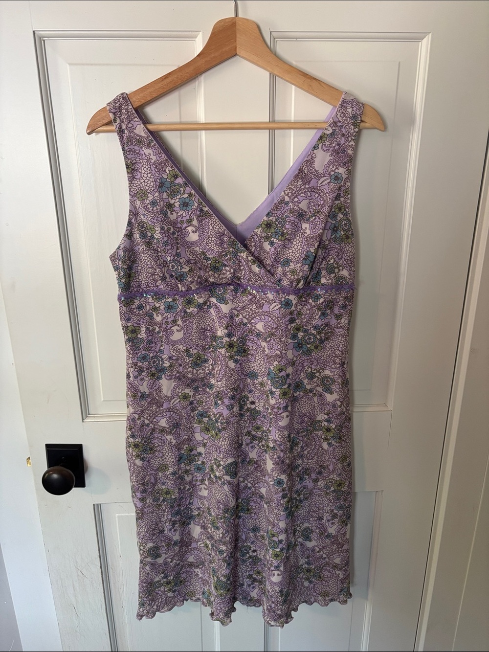 Xhilaration Lavender Floral V-Neck Sundress